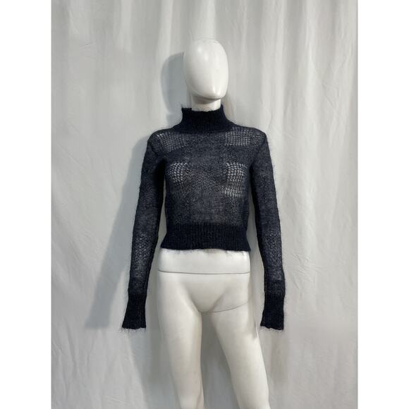 Woolrich See-Through Blue Cashmere  Mohair Wool Blend Knit Top Size XS - Picture 1 of 3